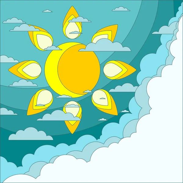 Солнце на фоне облаков. Eps10 — стоковый вектор