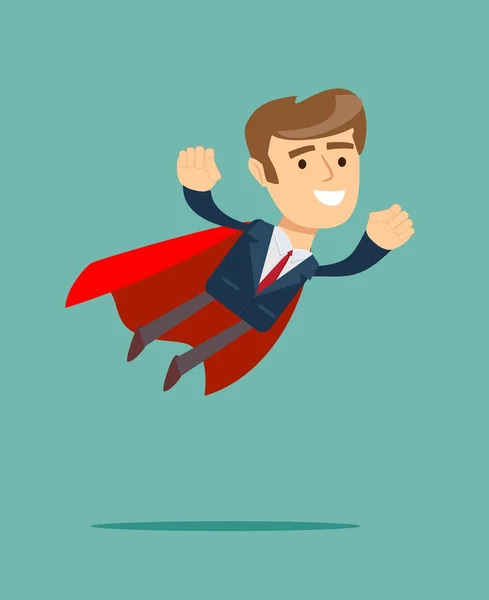 Homme d'affaires dans le concept de super-héros avec couverture rouge — Image vectorielle