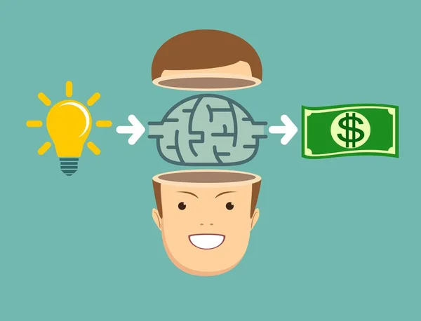 Brainstormen over concept - idee om geld te verdienen. — Stockvector