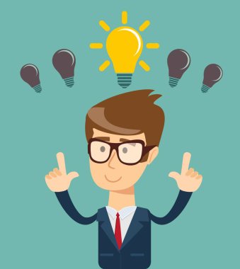 iş kişi bir parlak fikir ampul kavramı olan
