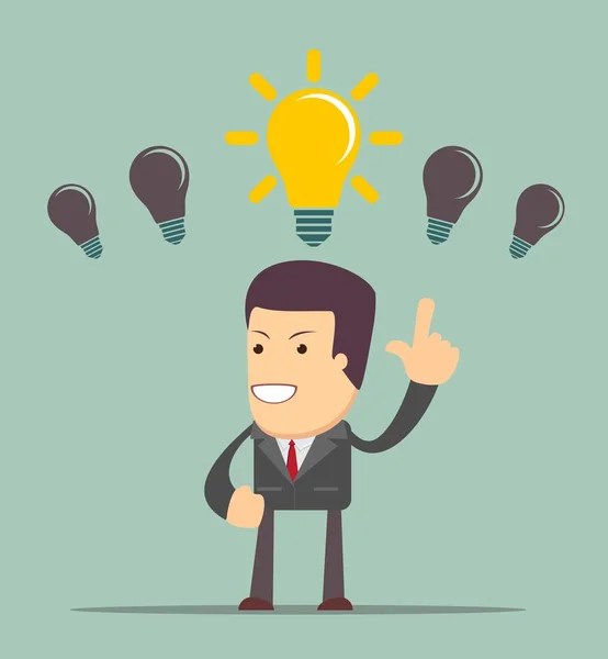 Business person having an bright idea light bulb concept — Stock Vector