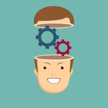 Karikatür içinde açık fikirli adam. Kavramsal görüntü