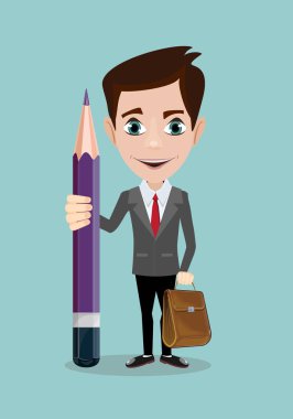 Yakışıklı işadamı kalem ile .