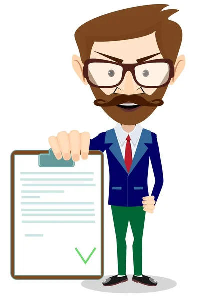 Man in a suit holds Contract — Stock Vector