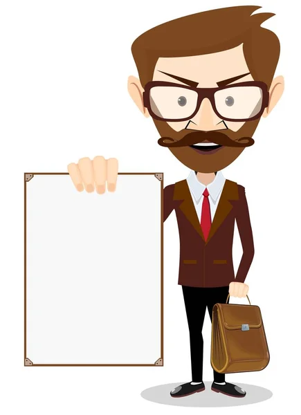 Hombre sosteniendo un cartel en blanco — Vector de stock