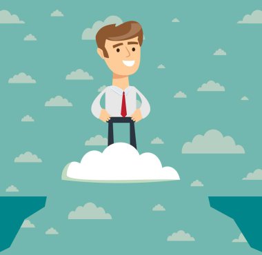 Zorluklar ve başarı. Abyss üzerinde işadamı sinekler .