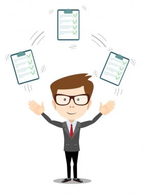 İşadamı ile bir Pano yeşil kene ile .