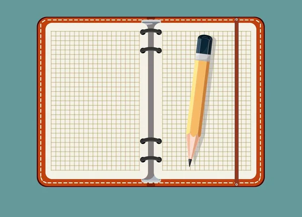 Caderno e lápis isolados em um fundo . — Vetor de Stock