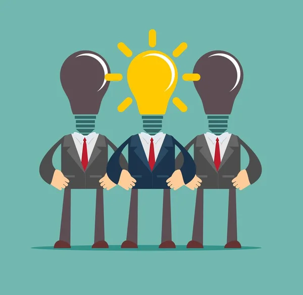 Business person having an bright idea light bulb concept — Stock Vector