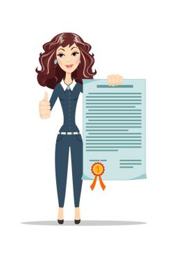 Kadın bir sertifika ile