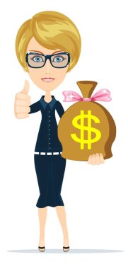 Kadın büyük bir çanta dolusu para