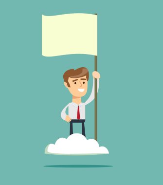 Gururlu adam bir bayrak üstünde belgili tanımlık bulut.