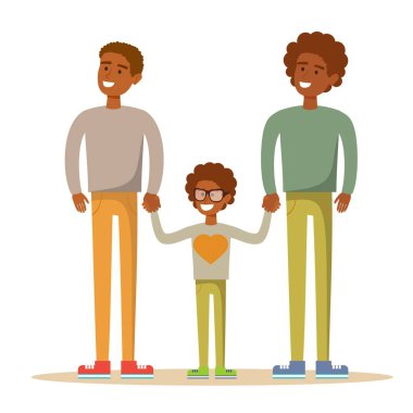 Mutlu Aframerican gay erkekler çocukları ile poz