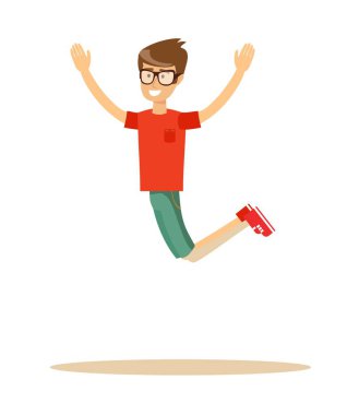 Etkin adam beyaz izole sevinç atlama