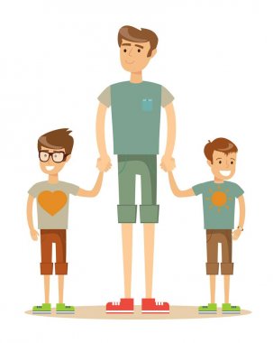 iyi zaman geçiriyor onun iki çocuk ile baba portresi. Aile.