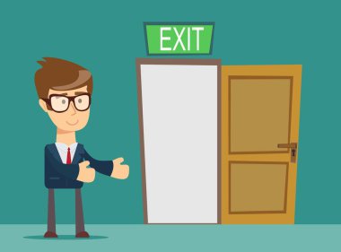 İşadamı kişi ve bir açık kapı.