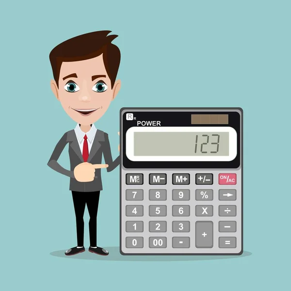 Accountant bij een rekenmachine, vectorillustratie — Stockvector