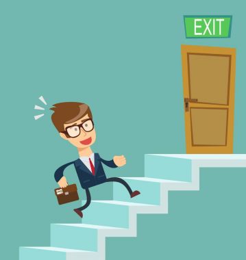 A young businessman going upstairs steadily. Concept of career growth. vector A young businessman going upstairs steadily. Concept of career growth. vector