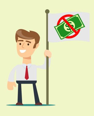 Elinde para yasağıyla bayrağı tutan bir iş adamı.