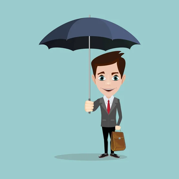 Uomo d'affari con un ombrello — Vettoriale Stock