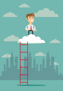 Bir bulut üstte duran işadamı