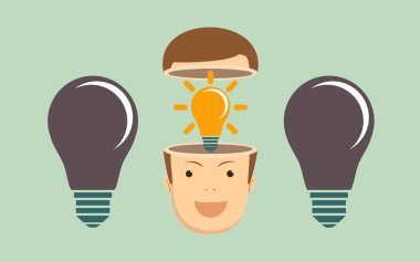 Liderlik kavramı ile soru işaretleri ve parlayan ampul