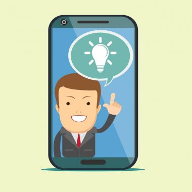 Sanal Yardımcısı - iş adamı. Yüksek teknoloji düz tasarım konsepti