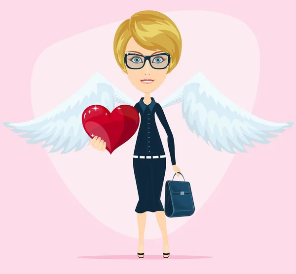 かわいい天使バレンタイン グリーティング カード — ストックベクタ
