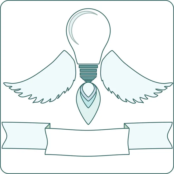 Light Bulb with Angel Wings and a Flame. — Stock Vector