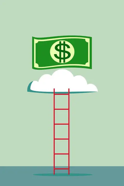 Ladder to a money cloud. — Stock Vector