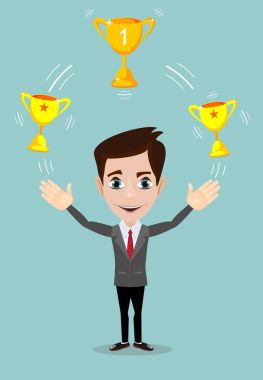 adam Altın Kupa kadehi ile o zaferini kutluyor