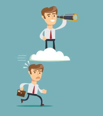 bulut diğerleri yukarıda teleskop ile başarılı iş adamı.