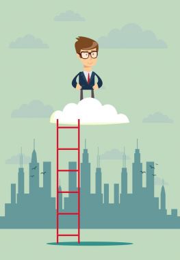 Bir bulut üstte duran işadamı