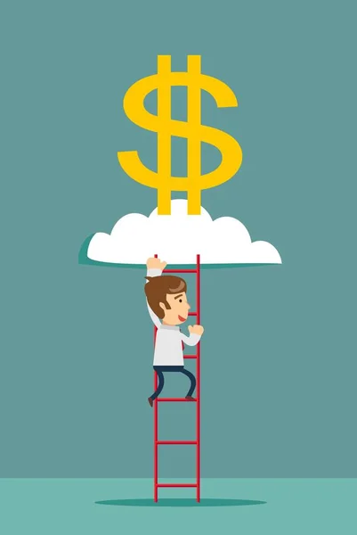 Ladder to a money cloud. — Stock Vector