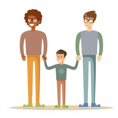 Mutlu eşcinsel erkekler çocukları ile poz