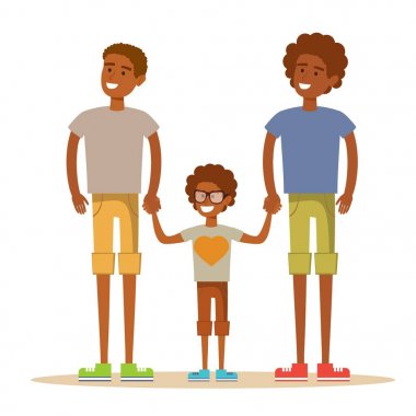 Mutlu Aframerican gay erkekler çocukları ile poz