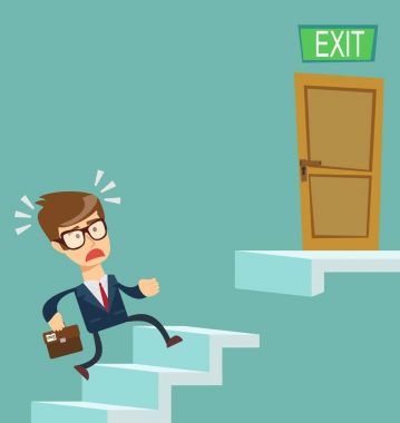 A young businessman going upstairs steadily. Concept of career growth. vector A young businessman going upstairs steadily. Concept of career growth. vector