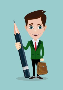 Yakışıklı işadamı kalem ile .