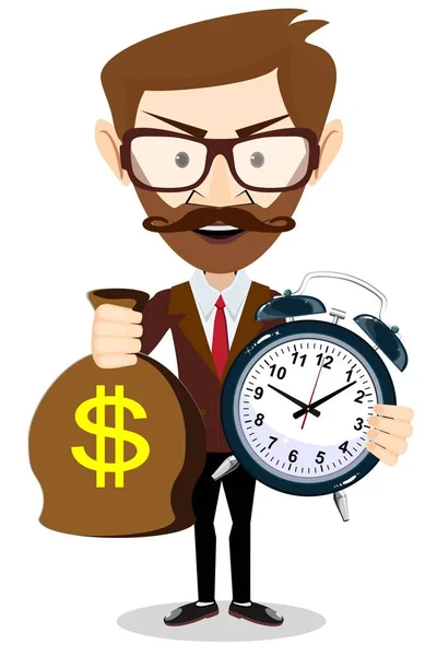 El tiempo es el fondo del concepto del dinero. Ahorro de dinero. Gestión del tiempo — Vector de stock