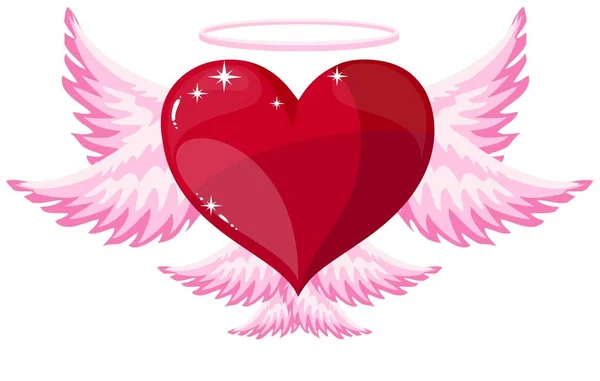 Amor corazón ángel icono — Vector de stock