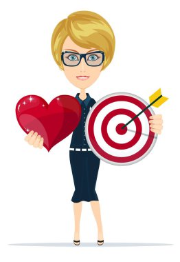 Hedef ok simgesi ve sevgi dolu kalp