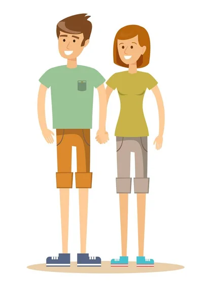 Пара молодих людей. Чоловік і жінка тримають руки — стоковий вектор