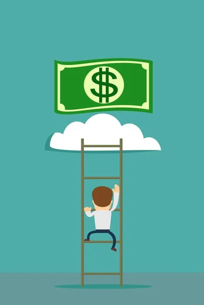 A man climbs the stairs to the money — Stock Vector