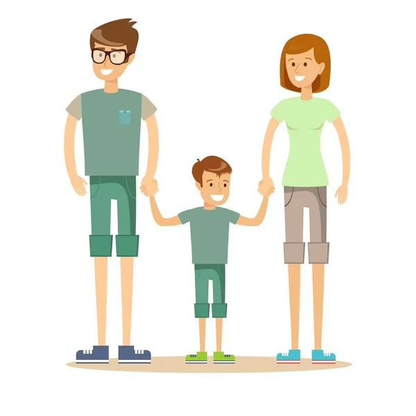 Gelukkige familie. Vader, moeder en zoon samen. — Stockvector