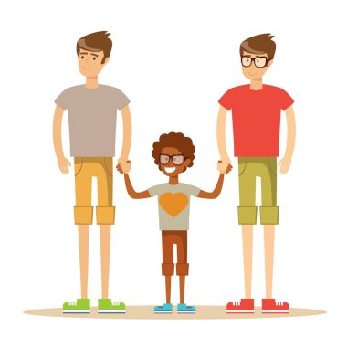 Mutlu karışık ırk Eşcinsel aile .