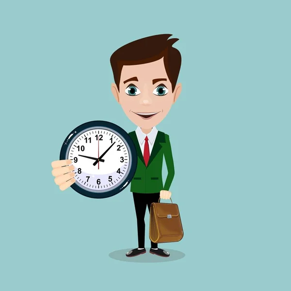 Businessman with alarm clocks, — Stock Vector