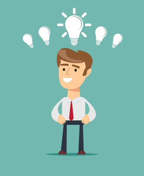 Business person having an bright idea light bulb concept. — Stock Vector