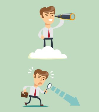 bulut diğerleri yukarıda teleskop ile başarılı iş adamı