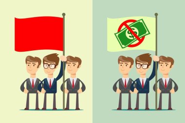 Bayrak insanlarla. ayarlayın. Hisse senedi düz vektör çizim