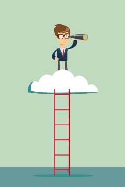 uzakta teleskopla görünen adam